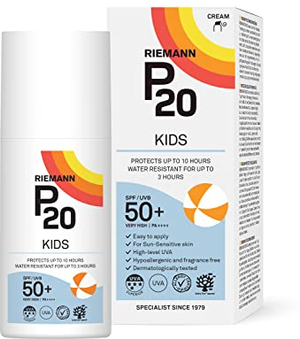 RIEMANN P20 Sun Cream SPF50 +Plus for Kids 200ml. High Level UVA Protection, Long Lasting up to 10 Hours, Water Resistant up to 3 Hours. Suitable for Children aged 1+
