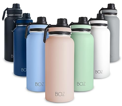 BOZ Edelstahl Trinkflasche XL (1 L / 32oz) Weithals, BPA-frei, Vakuum doppelwandig isoliert (Rosa)