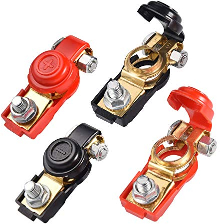 JIZZU 4 Stück Batterieklemmen mit Schnellverschluss, Polklemmen Autobatterie 12v, Autobatterie Schnellklemmen Steckverbinder 12v/24v/48v für Caravan Batterieanschluss, Auto, Fahrzeug, Wohnmobil