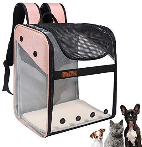 WEECOC Haustier tragen Transporttasche Rucksack Käfig Katze Hund Käfig Tragbare Haustier Tragetasche Drahtstruktur Transparent Faltbar Geräumig Große Tragetasche für Reisefluggesellschaft (Rosa)