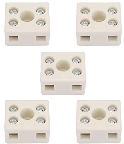 Morsettiera per cablaggio in ceramica, 5 pezzi di alta qualità connettore a filo 2 posizioni a 5 fori in ceramica morsettiera