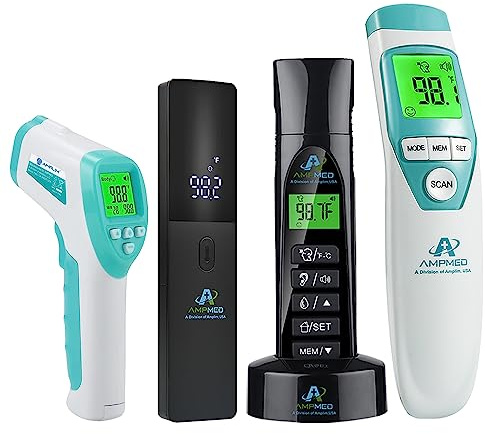 4-Pack Amplim W1 AE2 AE3 CA3 Non-Contact Touchless Infrared Digital Forehead Thermometer for Adults and Babies