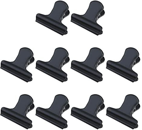 Tighall 10 kleine Chip-Clips, 2,5 cm, Metall, Lebensmittelbeutel-Clips, Binder-Clips, Scharnier-Clip, Büroklammern, strapazierfähig für Küche, Lebensmittelpakete und Büro (schwarz)