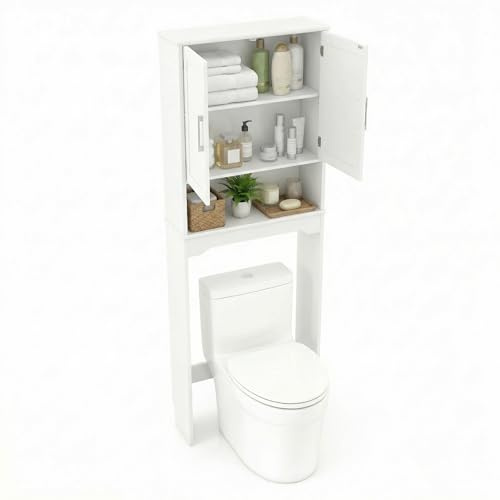 LIFEZEAL Armario sobre Inodoro con 2 Puertas y balda Ajustable