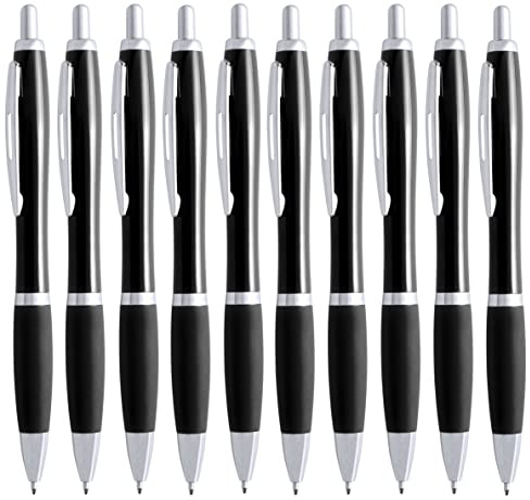 NIPORO 50 Kugelschreiber Schwarz ergonomisch mit Mine in Blau und rutschfester Griffzone (Schwarz)