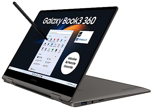Samsung Galaxy Book3 360 2-in-1 Laptop und Tablet, schwenkbares 13-Touch-Display, TOUCHSCREEN, AMOLED Intel Core i5-1340P, 8 GB RAM, Windows 11, QWERTZ-Tastatur, Graphite, 3 Jahre Herstellergarantie