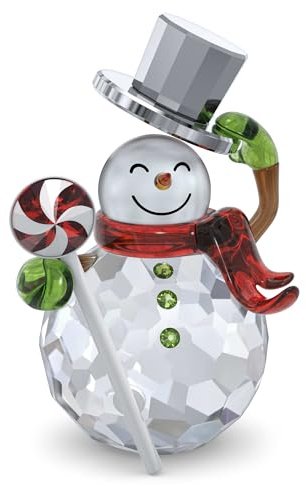 Swarovski 2023 Holiday Cheers Dulcis Snowman Figurine, White and Multi-Coloured Crystals, from the Holiday Cheers Collection