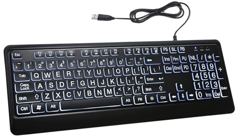HUIOP Clavier Filaire rétroéclairé à Gros caractères avec Interface USB,Clavier pour Personnes âgées
