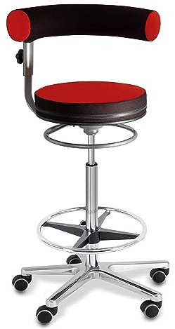 Sanus®-Gesundheitsstuhl Hochstuhl Schreibtischstuhl Sitzhöhe variabel von 63-89 cm, Stoffbezug (rot/schwarz), Ergonomischer Bürostuhl