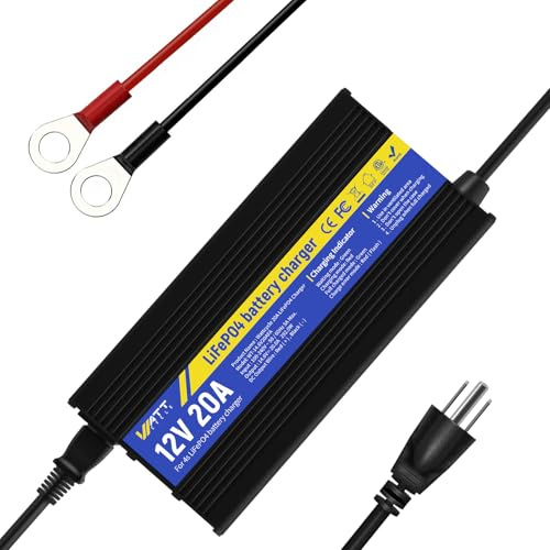 14.6V 20A LiFePO4 Ladegerät mit Intelligentem Erhaltungsladen, Funkenfreier Technologie & Leichtem Design – Schnelles und Sicheres Ladegerät für Lithium Batterien, Wohnmobile, Autos, Boote