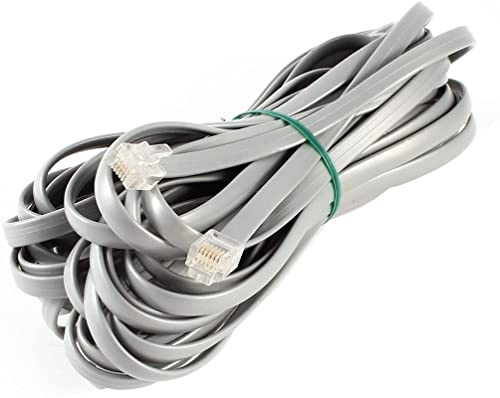 XYWHPGV Plastic Noodles 6P6C RJ12 Cavo telefonico piatto M/M, 10 m 33 piedi, grigio(89ba6 57989 53f4e 9cd3f ebaf2 07989