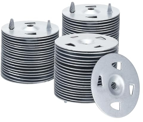 PATIKIL 41mm Insulation Washers, 150pcs Metal Insulation Washers Foam Board Fasteners Perforated Plaster Washers Galvanized Steel 1-3/5in for Foam Board Fixing Fastening Wall Ceiling