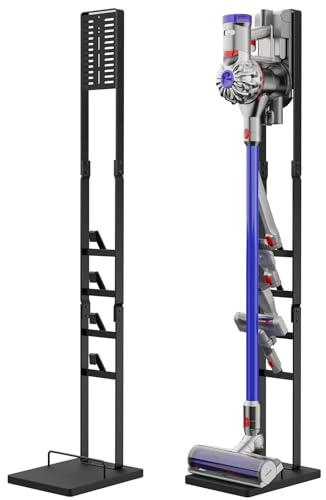 OUTBROS Staubsauger Ständer, Kompatibel für Dyson, Schwarz | Kompatibel für Dyson V16, V15, V12, V11, V10, V8, V7, V6 – Metall Bodenständer, bohrfreie Halterung für Zubehör-Aufbewahrung