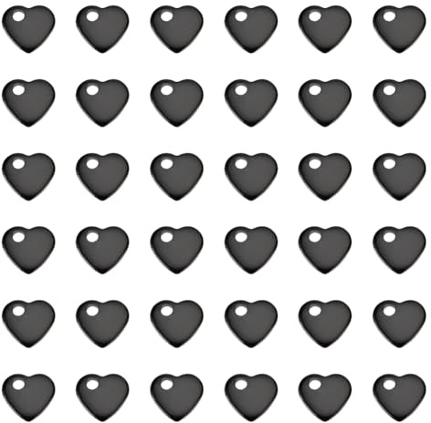 UNICRAFTALE 40 Stk 304 Edelstahl Charms Anhänger Stempeln Leeres Tag Kleine Liebes Herz Charm Rohlinge Anhänger Schwarz Mini Charm Armband Charm Anhänger Für Halsketten Schmuckherstellung 1 Mm Loch