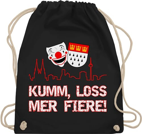 Turnbeutel Rucksack - & Fasching - Taschen - Kumm loss mer fiere Kölle Alaaf I Köln Wappen Karneval I Karnevalskostüm Clown - Unisize - Schwarz - kölner karnevalsbeutel faschings kölsche tasche