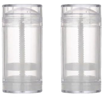 Leere, transparente Kunststoff-Deo-Behälter, nachfüllbar, runde Deo-Flaschen, zum Aufdrehen, für Lippenbalsam, zum Selbermachen, 2 Stück