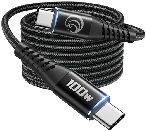 Cable USB C 3M, 100 W, USB C a USB C, cable de carga rápida PD 5 A, nailon largo tipo C a tipo C, cable de carga para iPhone 16 15 Pro Max Plus Samsung S24 S23 S22 S21 Pixel 7 iPad Air Pro MacBook Air