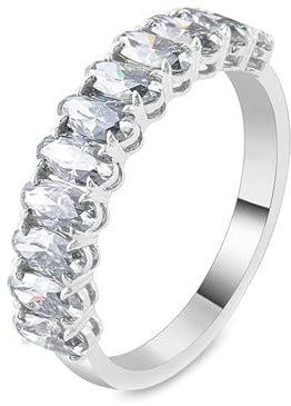 Epinki Echt Goldschmuck, Au750 Weißgold Ringe, Klassiker Solitärring mit Marquise Moissanit, 18K Eheringe Trauringe Pärchen Ringe Gr.56 (17.8)