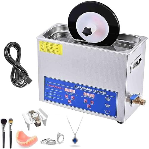 Vinyl Record Ultrasonic Cleaner, Auto-rotating Double-sided LP Cleaning System, 6L Disc Washer with Timer - Clean 1-6 Records at Once