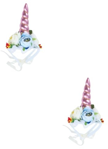 Supvox 2St Welpenhut Kostü für Katze lustige Haustierkappe Katzen-Einhorn-Hut Katzenhüte Einhornhorn Haustier-Einhorn-Hut Hundemütze - Katzenhut -Cosplay Rosa