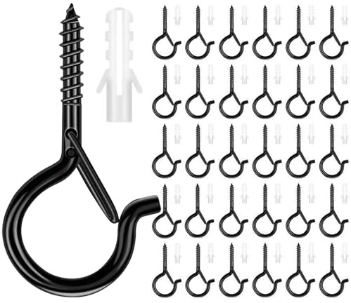 OWLMATE 30 Pezzi Gancio Soffitto Neri Ganci da Muro per Soffitto Gancio Soffitto Ganci Antiruggine Montati