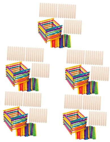SEWACC 500stücke Bastelstäbchen Aus Holz Für -eis Am Stiel Bunte Und Leere Holzstäbchen Handgefertigte Bastelmaterialien Für Erwachsene Leicht Und Tragbar