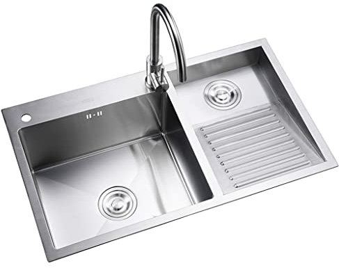 GODFSAHG Lavandino per Lavanderia Argento, lavabo Profondo a Doppia Vasca in Acciaio Inossidabile 304, Installazione a Incasso o sottopiano, con lavello da Cucina con Preparazione della Bar