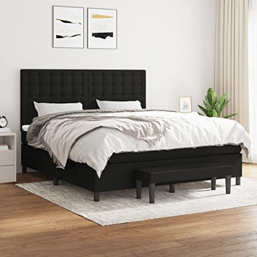 qohoio Boxspringbett mit Matratze Schwarz 160x200 cm Bett Boxspringbett Schlafzimmer MöBel Betten Bett Mit Matratze Stoff - 3136927