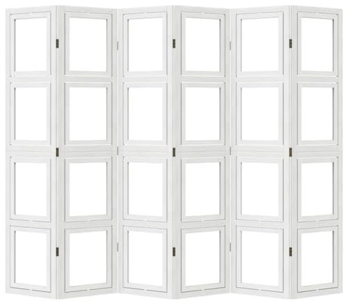 Gecheer Divisorio,Paravento,Divisore,Ambienti,per Interno,6 Pannelli,in Legno di Paulownia,Bianco,215x180 cm,Separè per Interni,Paravento Separé,Divisorio Interno,Separe divisorio Interno