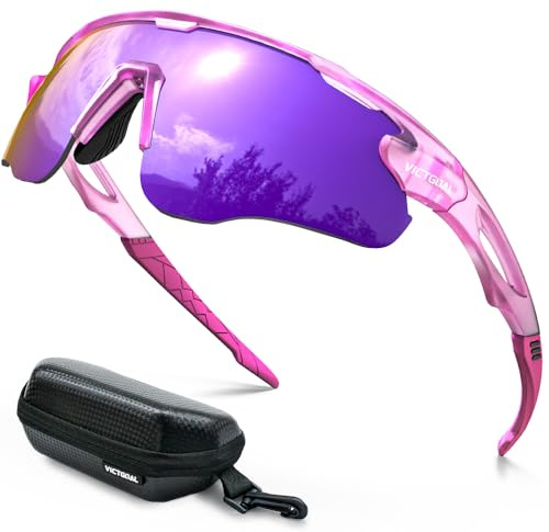 Victgoal Fahrradbrille Polarisiert für Herren Damen, UV400, TR90 Rahmen | Polarisierte PC Gläser, Nur 28g, Unisex Design, Verstellbares Nasenpad, für Laufen Wandern Radfahren Fischen und Autofahren