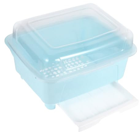 IMIKEYA Geschirr-abtropfkasten Besteckkasten Mit Wasserablauf Glasregal Küche Geschirrkasten Küchenbesteck Aufbewahrungsbox Transparenter Deckel Schüsselhalter Besteckhalter