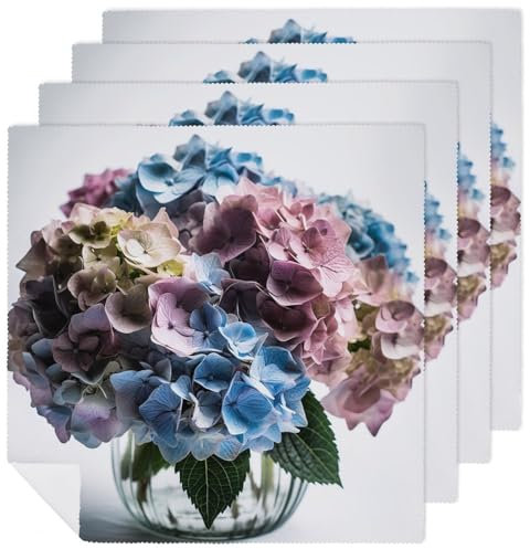 Thanksgiving-Servietten, waschbar, Hortensien, Blumen in Vase, bedruckt, Polyester, Serviette für Hotel, Mittagessen, Restaurant, Hochzeiten, Partys