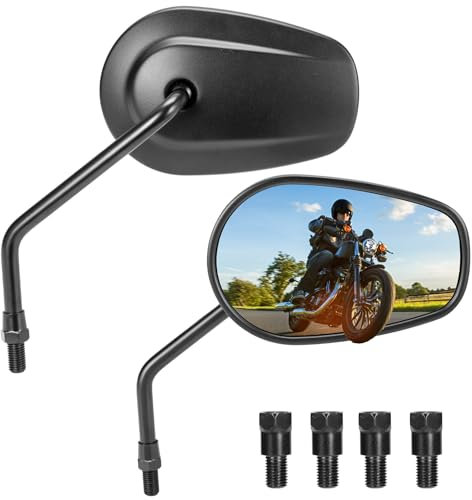 KEMIMOTO Specchietto Moto Retrovisore, Universali M10 Specchietti Moto, Alluminio ad Alta Resistenza Specchi Laterali M10 per Street Bike Cruiser Chopper Adventure Touring