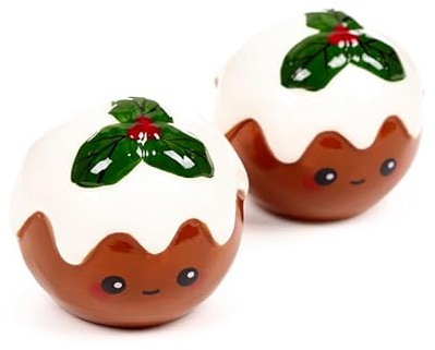 Puckator Christmas Pudding Foodiemals Ceramic Salt & Pepper Set