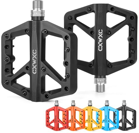CXWXC Mountain Bike Pedals - Lightweight Nylon Fiber Bicycle Pedals - Platform Pedals for BMX Mountain Bike 9/16 (Black)