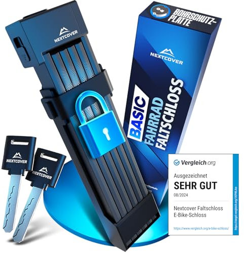 NEXTCOVER® Faltschloss Fahrrad FoldBasic 100cm - Das Original - mit SteelSecure-Technologie und 2 Schlüsseln I Robustes Fahrradschloss Faltschloss, Fahrradschloss hohe Sicherheit mit Halterung
