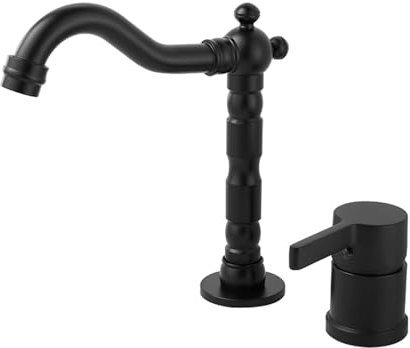 Wasserhahn Bad Armatur für Waschbecken Badezimmer Handwaschbecken Mischbatterie 2 Loch für Badezimmer WC Einhand Waschtischarmatur 360 ° drehbar Schwarz