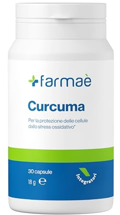 Farmaè - Curcuma - Supporta la Protezione delle Cellule dallo Stress Ossidativo e Contrasta i Danni Causati dai Radicali Liberi, con Curcuminoidi, ALA, Piperina e Vitamina B2, 30 Capsule