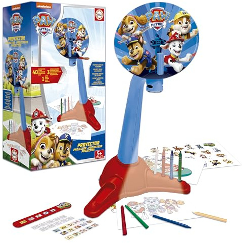Educa - Projecteur Dessin Pat' Patrouille | Projecteur pour Enfants avec 40 Diapositives | Crayons de Couleur et Crayon | Projecteur LED Paw Patrol | Jouet Créatif Enfant 5 Ans (20444)
