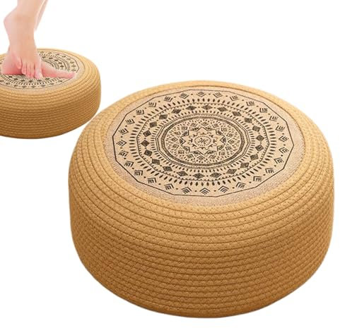Cuscino rotondo da pavimento per meditazione con tatami in paglia intrecciata a mano, cuscino traspirante per yoga, poggiapiedi per casa, tempio, relax, pratica consapevole