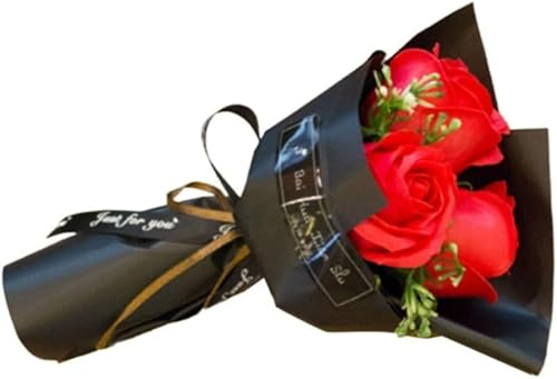 Lot de 3 savons parfumés à la rose, pétales de roses, bouquet de roses, savon solide à l'huile essentielle végétale pour anniversaire, mariage, Saint-Valentin, fête des mères