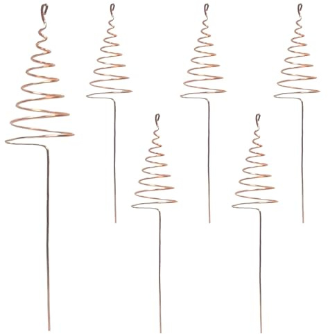 Keyubria Kupfer Gartenstäbe - Pflanzen Kupferdraht Outdoor Gartenspiralen 6 Stück | Stabile Spiralstäbe als Rankhilfe für Gemüse Blumen im Garten und Ziergarten