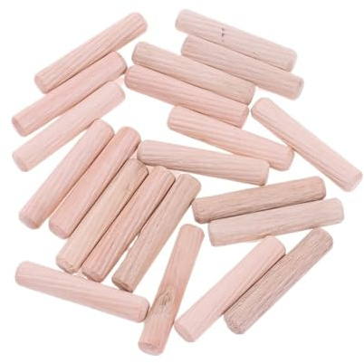 LSNNMU Clavijas De Madera Juego de 100 pasadores de Madera for cajones de gabinete, Redondos, Acanalados, for Manualidades, bisagras de Puerta, Agujeros for pasadores de Muebles.(6mm)