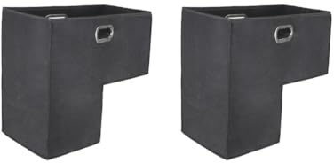 Juego de 2 cestas plegables para escalera con asas para escaleras alfombradas, color gris oscuro