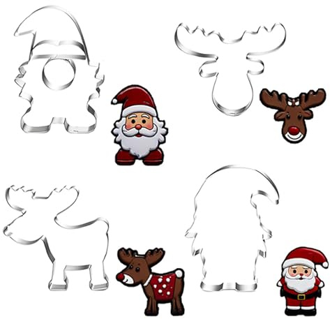 4 Pezzi Formine Biscotti Natale,Stampo Per Biscotti Natalizi In Acciaio Inox,Regali Formine Stampini,Per Biscotti Cuocere Torte Fondenti Pasta