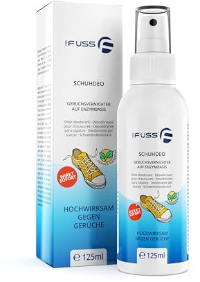 Mr. Fuss Schuhdeo Geruchsneutralisierer Geruchsentferner Schuhspray Enzymreiniger Pflanzenbasiert Pumpspray Umweltfreundlich - 125ml mit Sofortwirkung gegen Geruch und Schweißgeruch