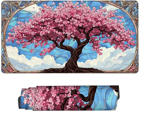 Gaming Mauspad XXL 600 x 300 mm Großer Erweiterter Mousepad Kirschbaum Schreibtischunterlage, Verbessert Präzision und Geschwindigkeit, Wasserdicht Rutschfeste Gummibasis Gaming Zubehör Mauspad h-1094