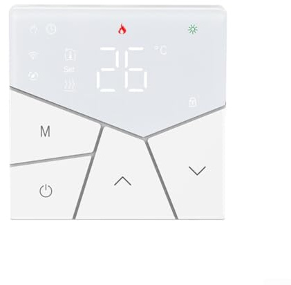 Termostato WiFi intelligente per Tuya, regolatore di riscaldamento a pavimento dell'acqua con controllo touch, temperatura ambiente ad alta efficienza energetica programmabile (bianco)