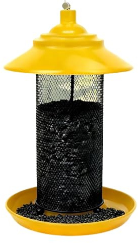 Kryddmatare för utomhusrör – fågelmatare nät 22 cm x 16,6 cm x 16,5 cm med fröbricka, väderbeständig matare | matare öppnare