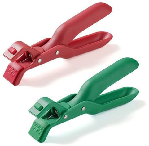 2Pcs Non-Slip Bowl Holder Clip Heat Resistant Anti Scald Clip Multifunctional Bowl Gripper Sturdy Silicone Hot Plate Gripper for Hot Bowl Dish Plate (Red+Green)